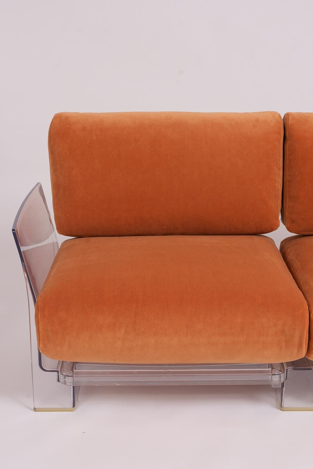 Hand-Crafted Pair of Lucite Loveseats or Sofas by Piero Lissoni for Kartell