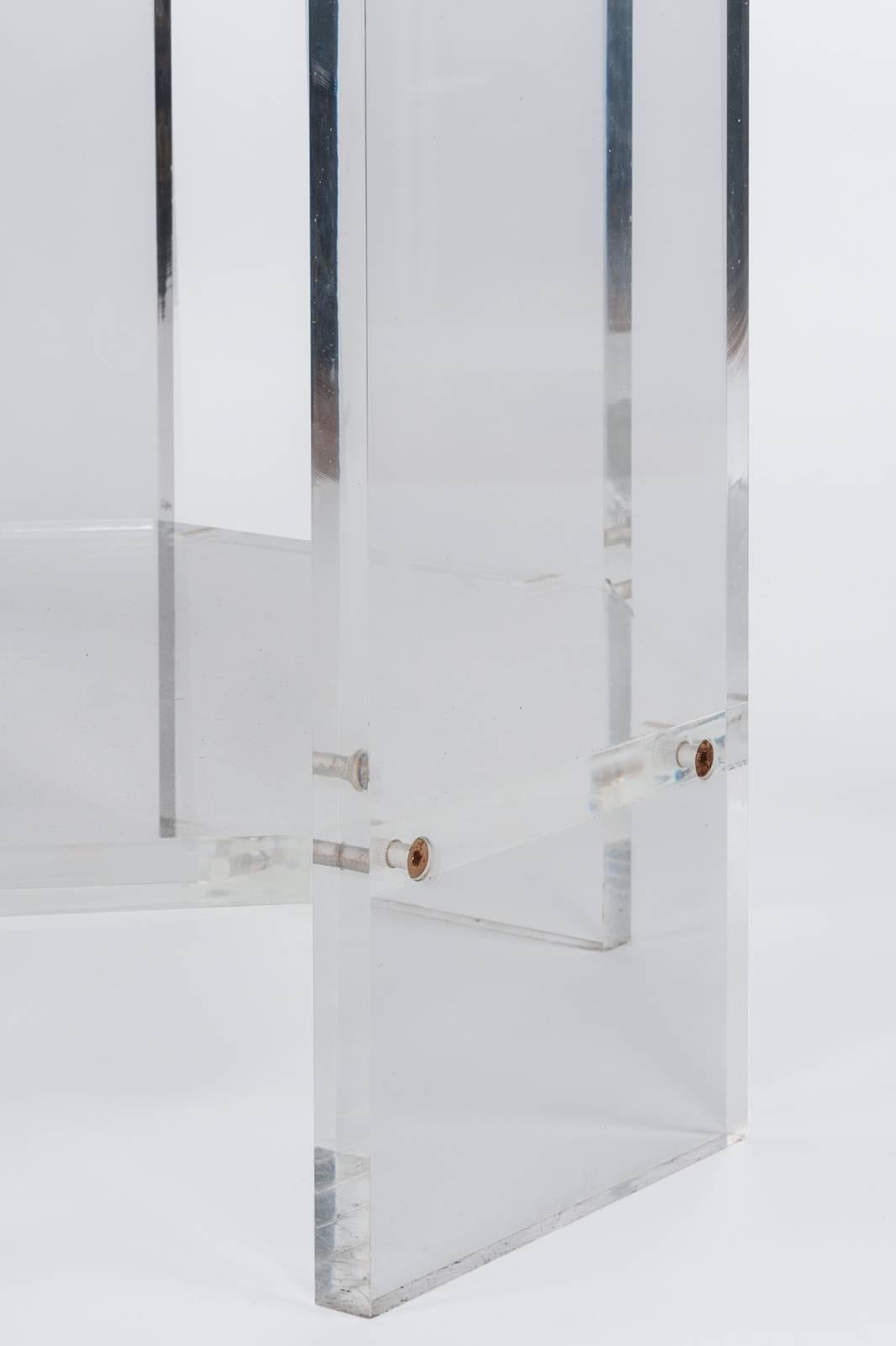 Late 20th Century Pair of Lucite Octagonal Side Tables