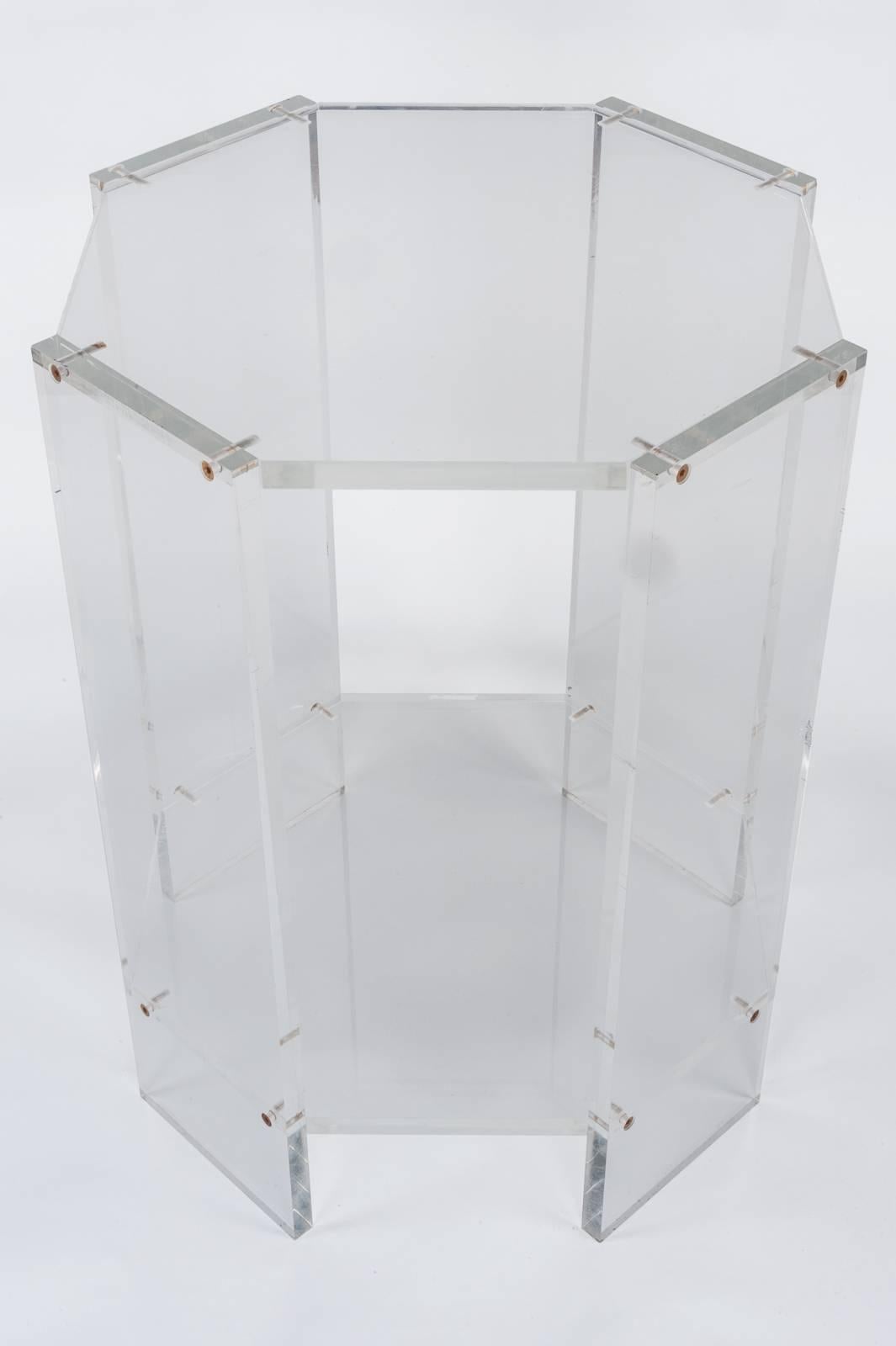 Pair of Lucite Octagonal Side Tables 1