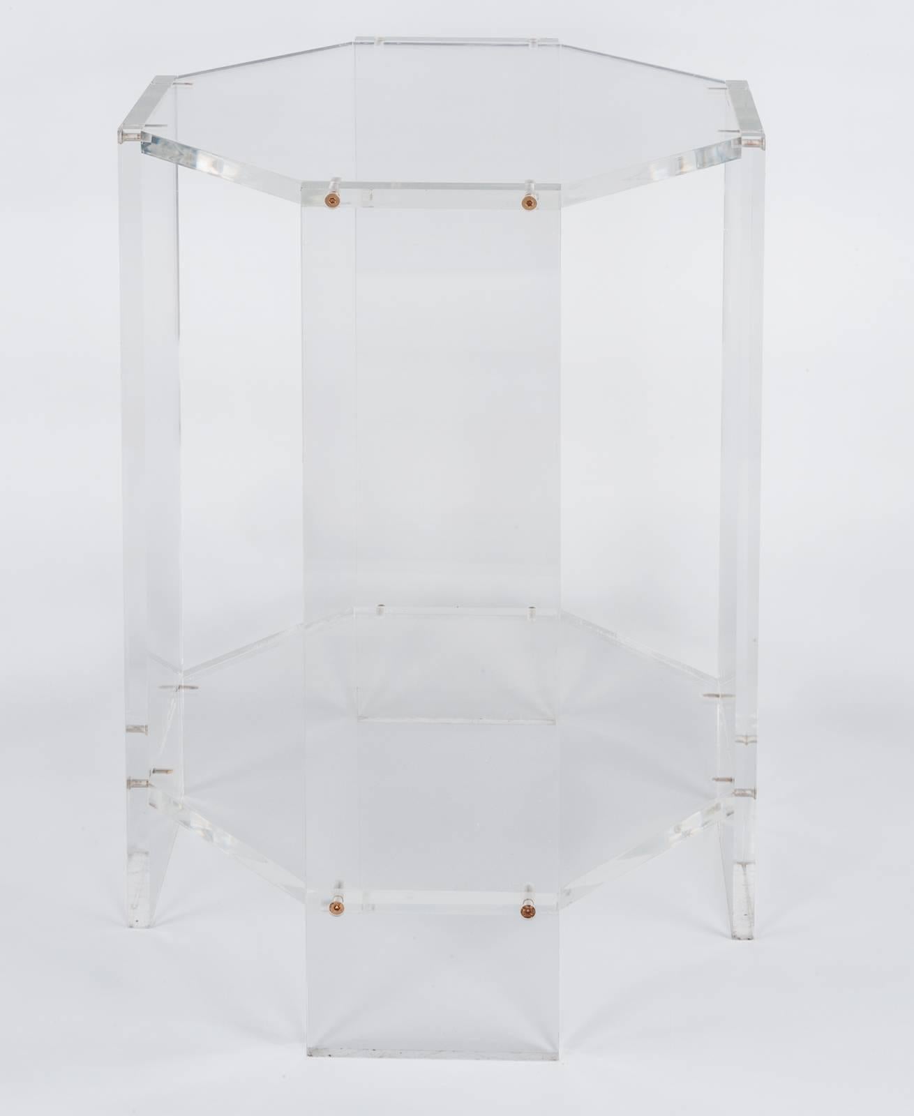 Pair of Lucite Octagonal Side Tables 4