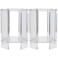 Pair of Lucite Octagonal Side Tables