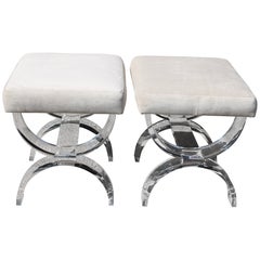 Pair of Lucite Ottomans