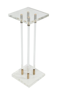 Pair of Lucite Pedestals with Gilt Metal Detail