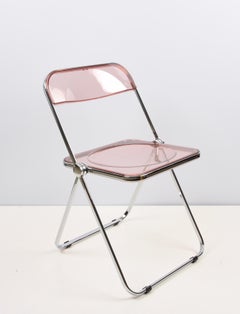 Pair of Lucite Pink Folding "Plia" Italian Chairs 1970s - Matt offer