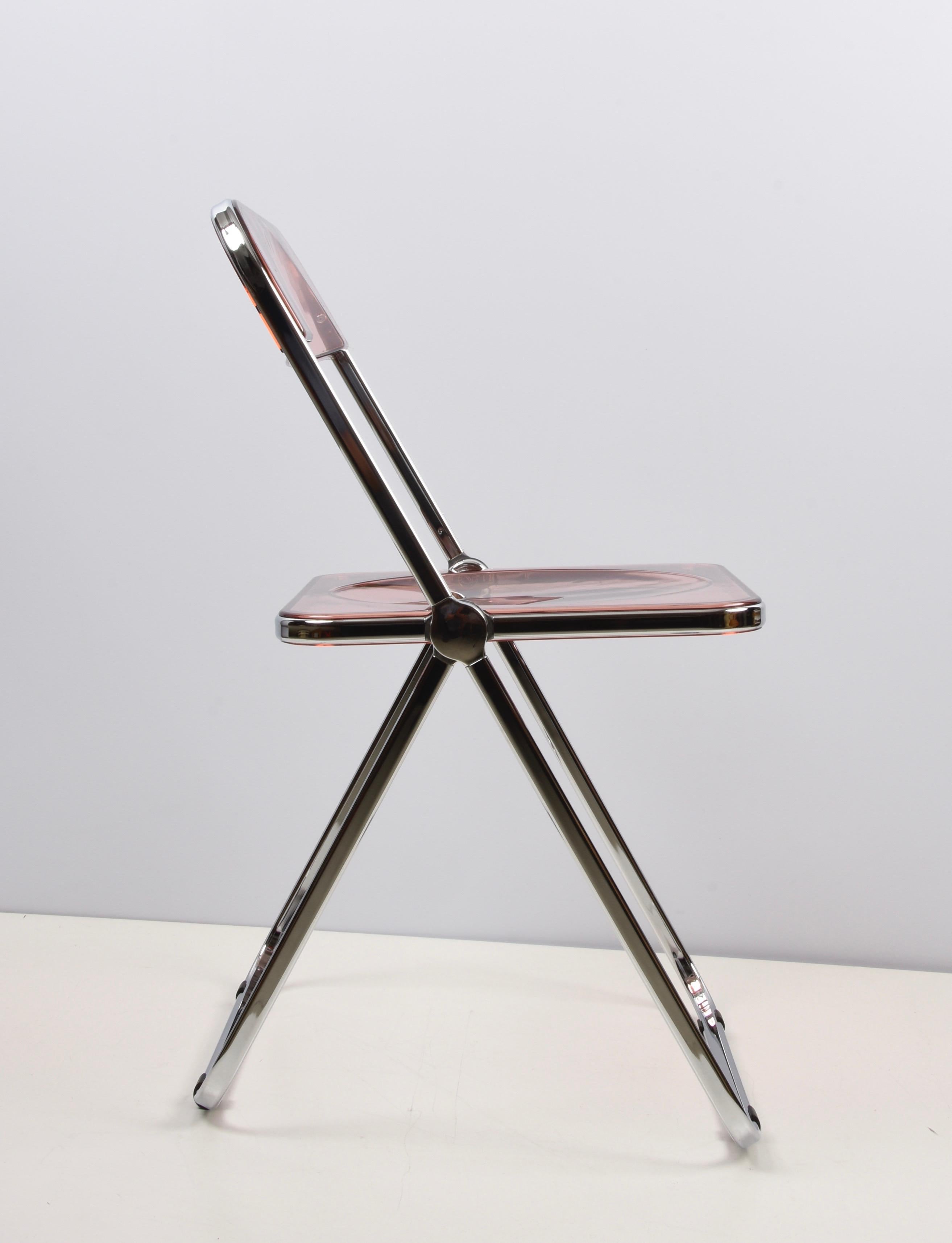 Mid-Century Modern Pair of Lucite Pink Folding 