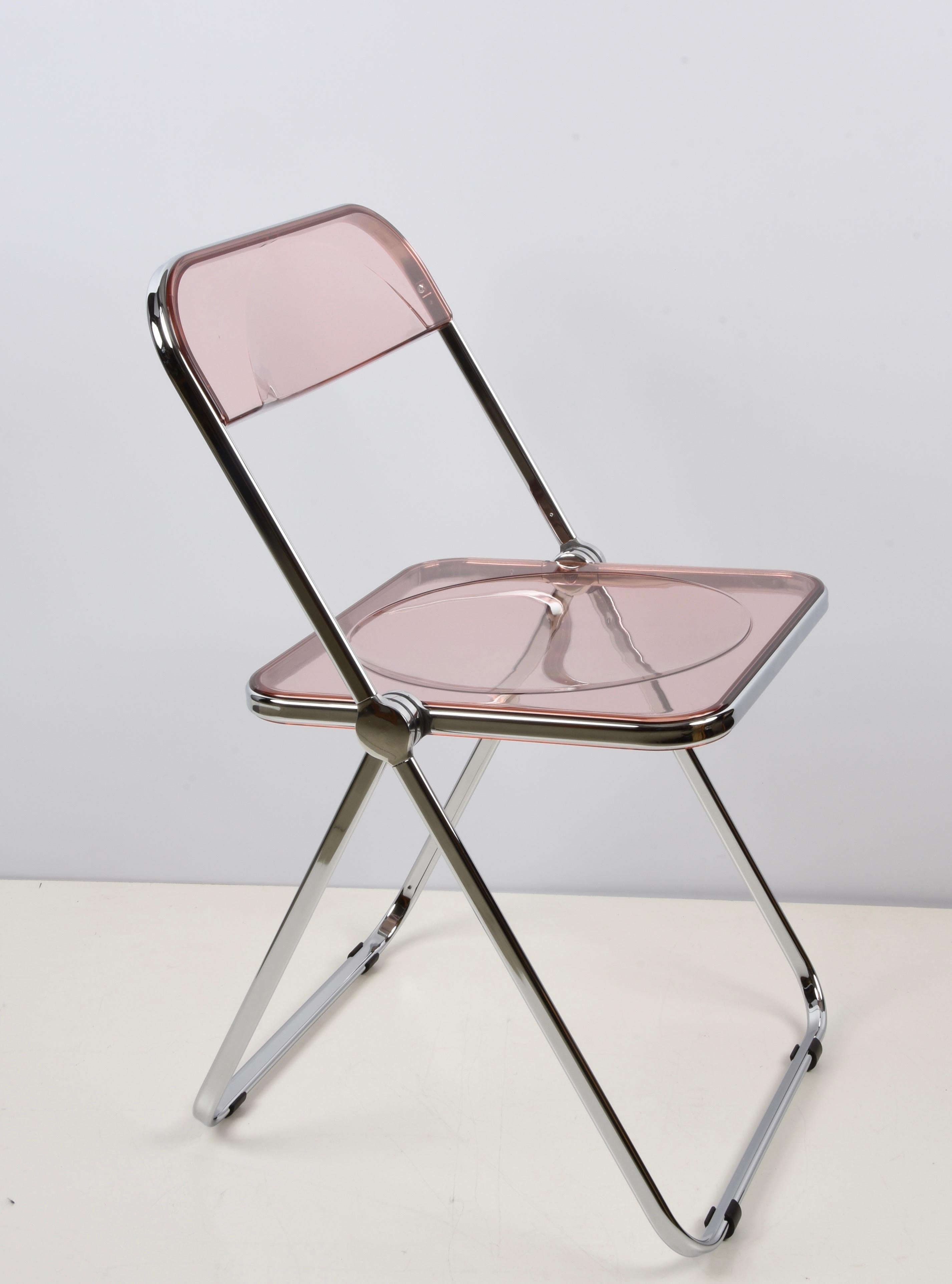 Aluminum Pair of Lucite Pink Folding 