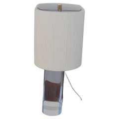 Pair of Lucite Racetrack Base Table Lamps w/ shades