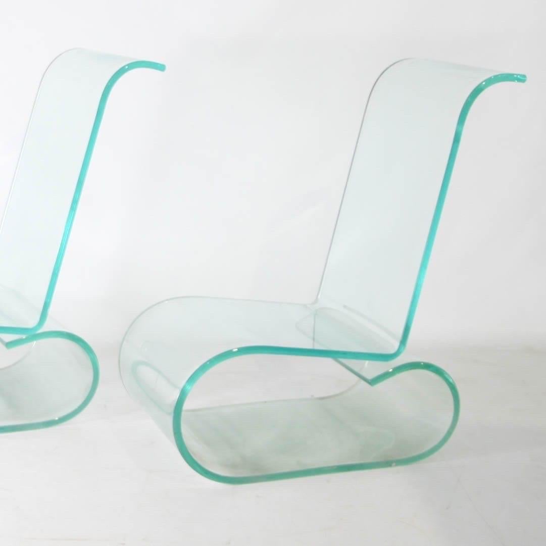 Fin du 20e siècle Paire de chaises d'appoint lucite en vente
