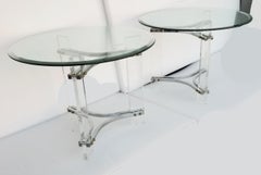 Paire de tables d'appoint en lucite et chrome de style Charles Hollis Jones:: mi-siècle moderne