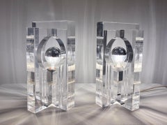 Pair of Lucite Table Lamps by Sandro Petti, 1970s