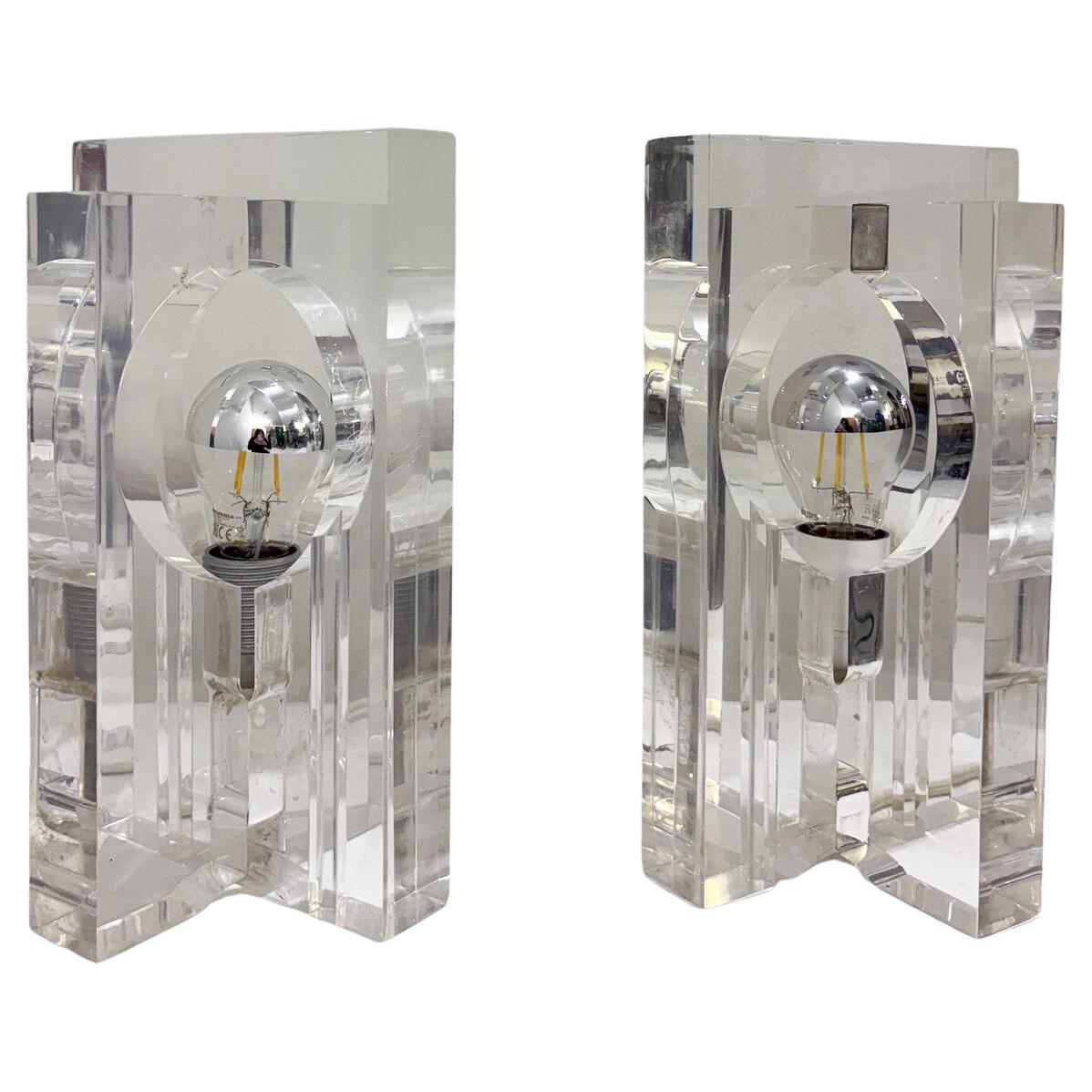 Paar Tischlampen aus Lucit von Sandro Petti, 1970er Jahre