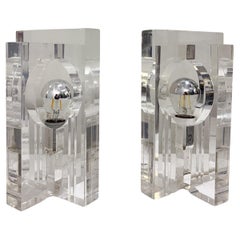 Paar Tischlampen aus Lucit von Sandro Petti, 1970er Jahre