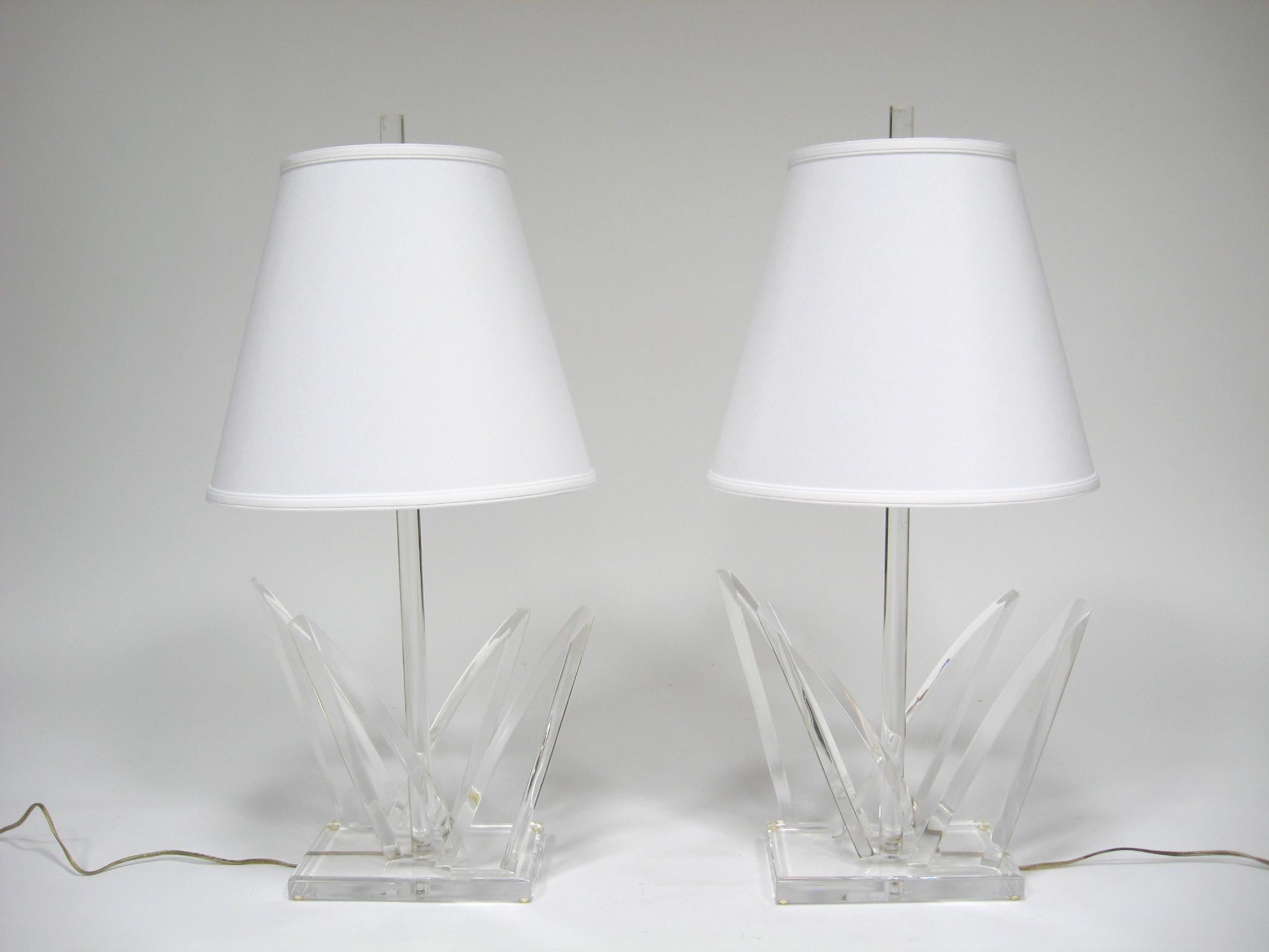 American Pair of Lucite Table Lamps by Van Teal For Sale