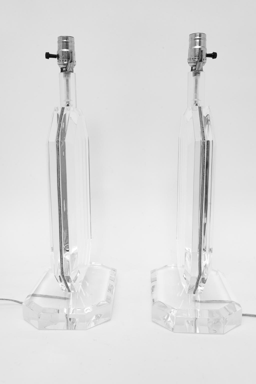 American Pair of Lucite Table Lamps