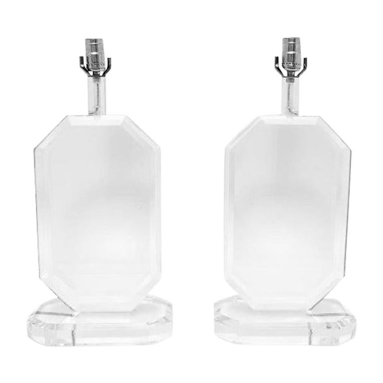 Pair of Lucite Table Lamps For Sale