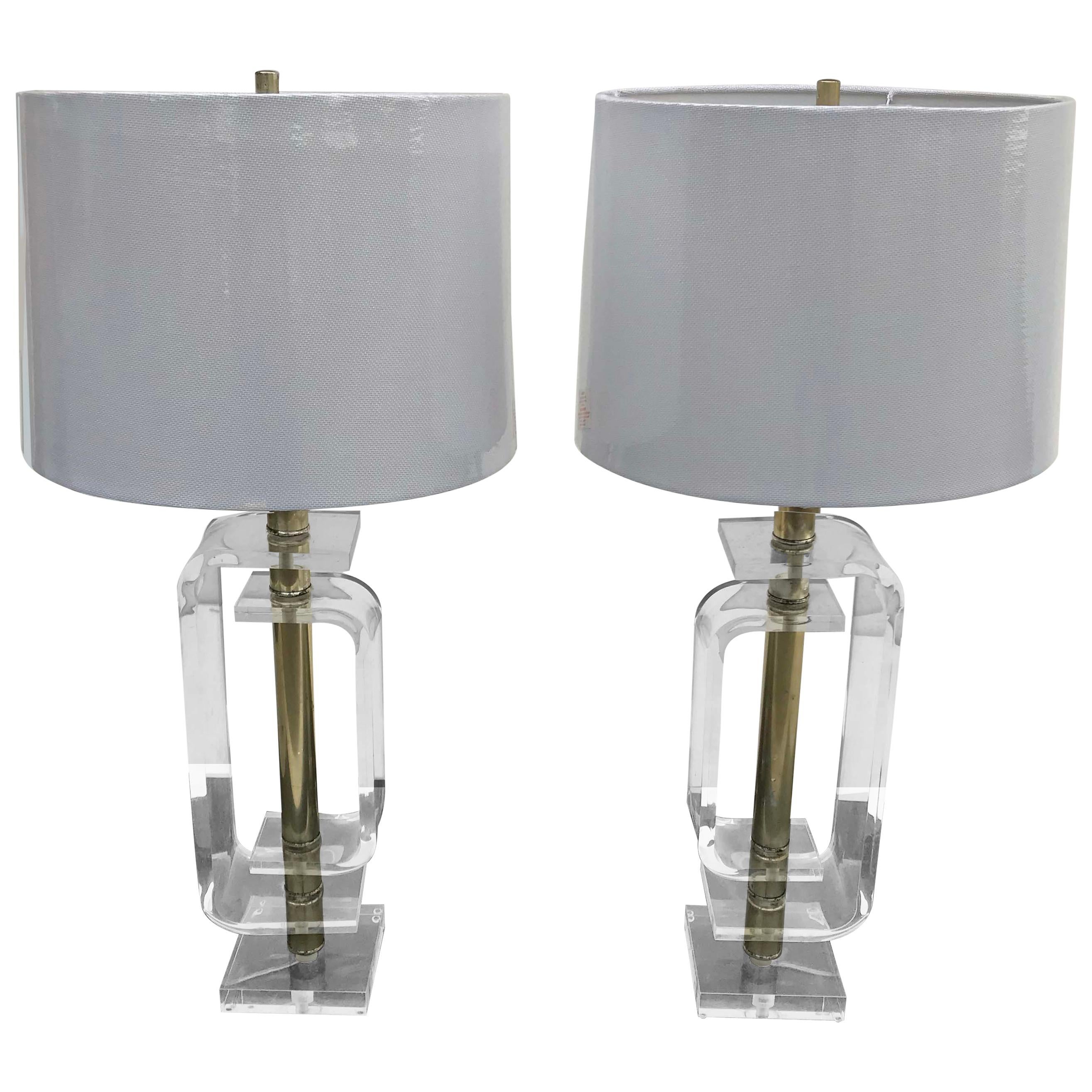 Paar Tischlampen aus Lucite
