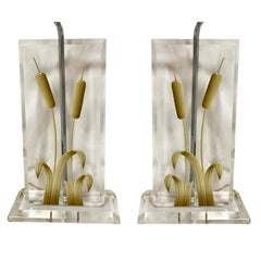 Vintage Pair of Lucite Table Lamps