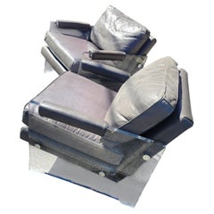 Pair of Lucite with Leather Lounge Chairs by Mitchell Gold & Bob Williams C1998