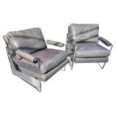 Pair of Lucite with Leather Lounge Chairs by Mitchell Gold & Bob Williams C1998