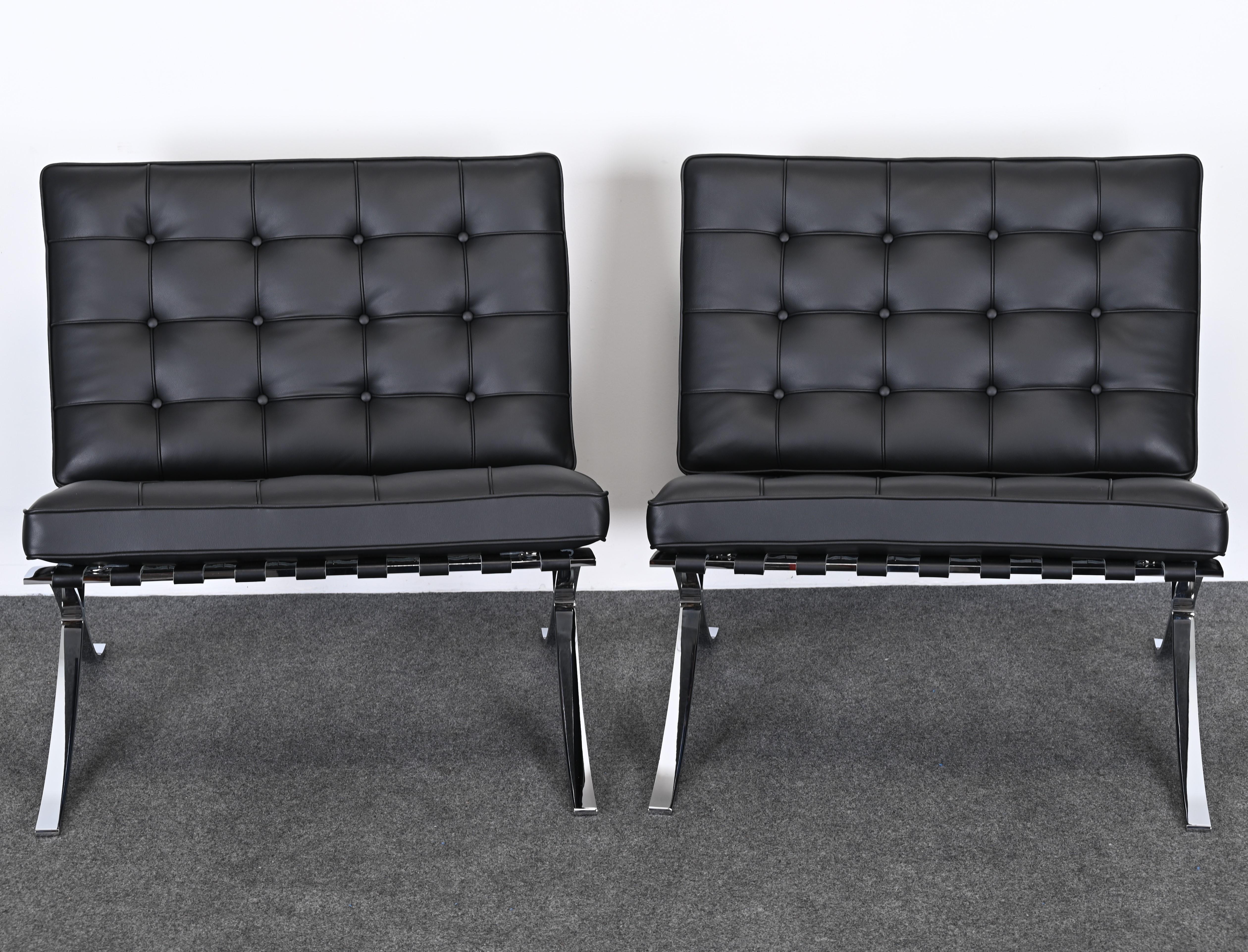 Pair of Ludwig Mies van der Rohe Barcelona Chairs for Knoll Studio 4