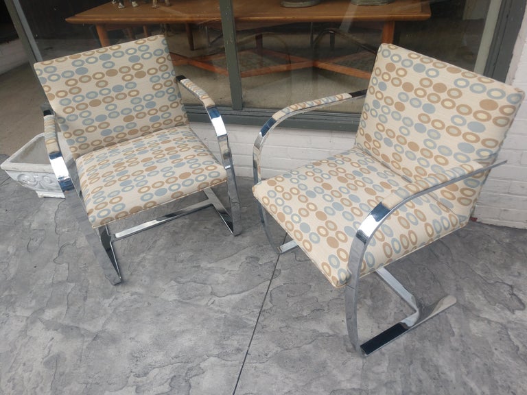 Stainless Steel Pair of Ludwig Mies van der Rohe Brno Chairs For Sale