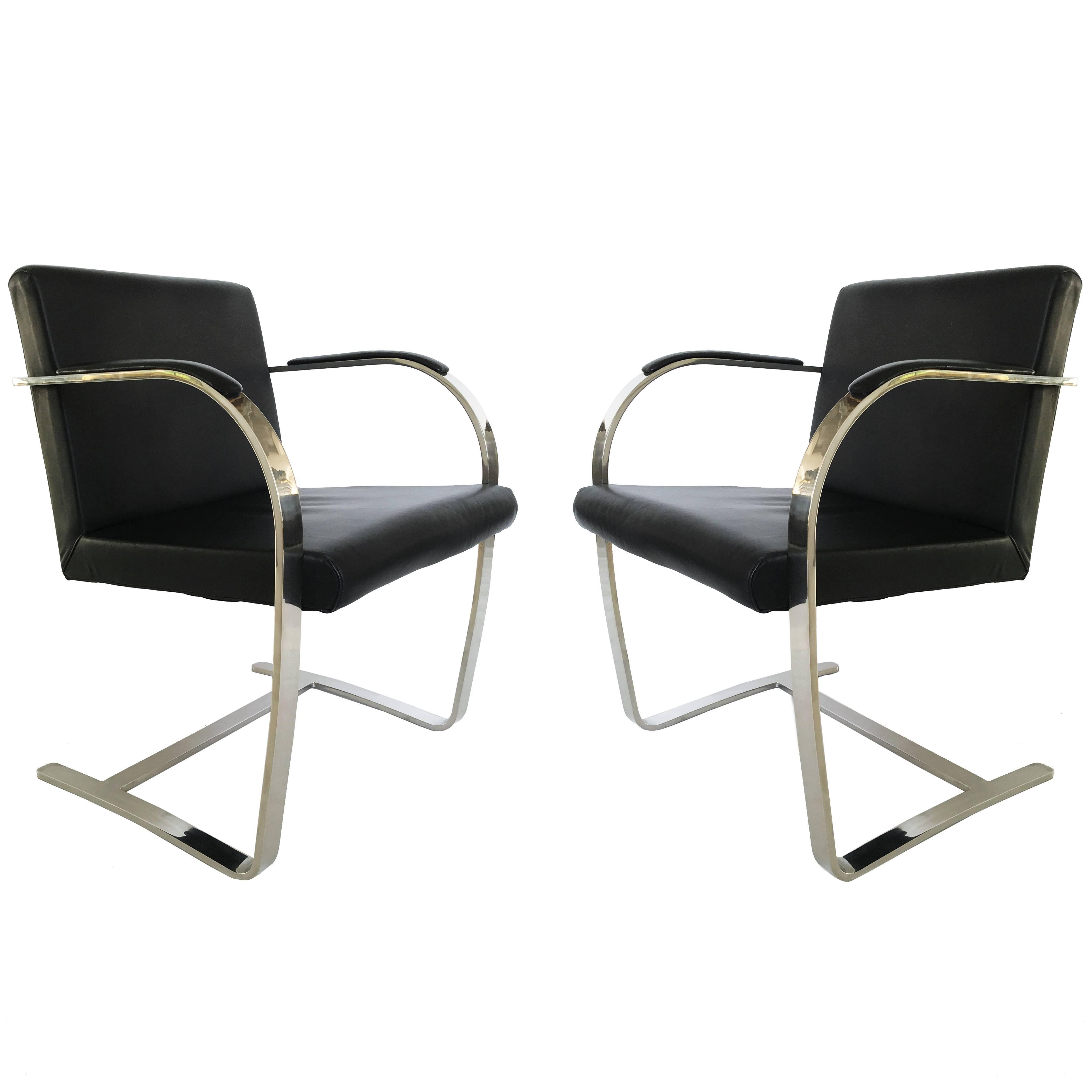 Pair of Ludwig Mies van der Rohe Flat Bar Brno Chairs