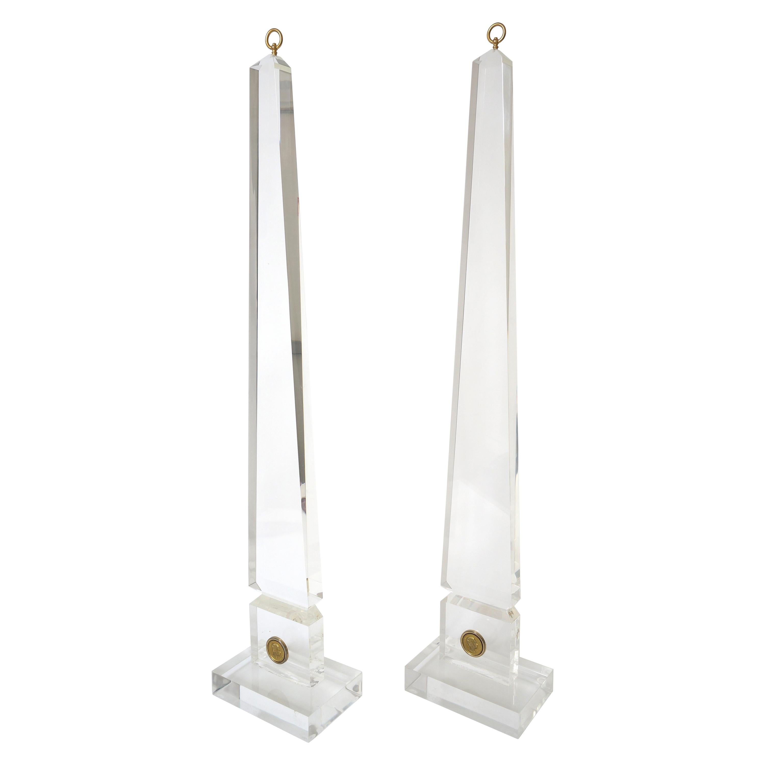 Pair of Luicte Obelisks Style of Maison Jansen For Sale