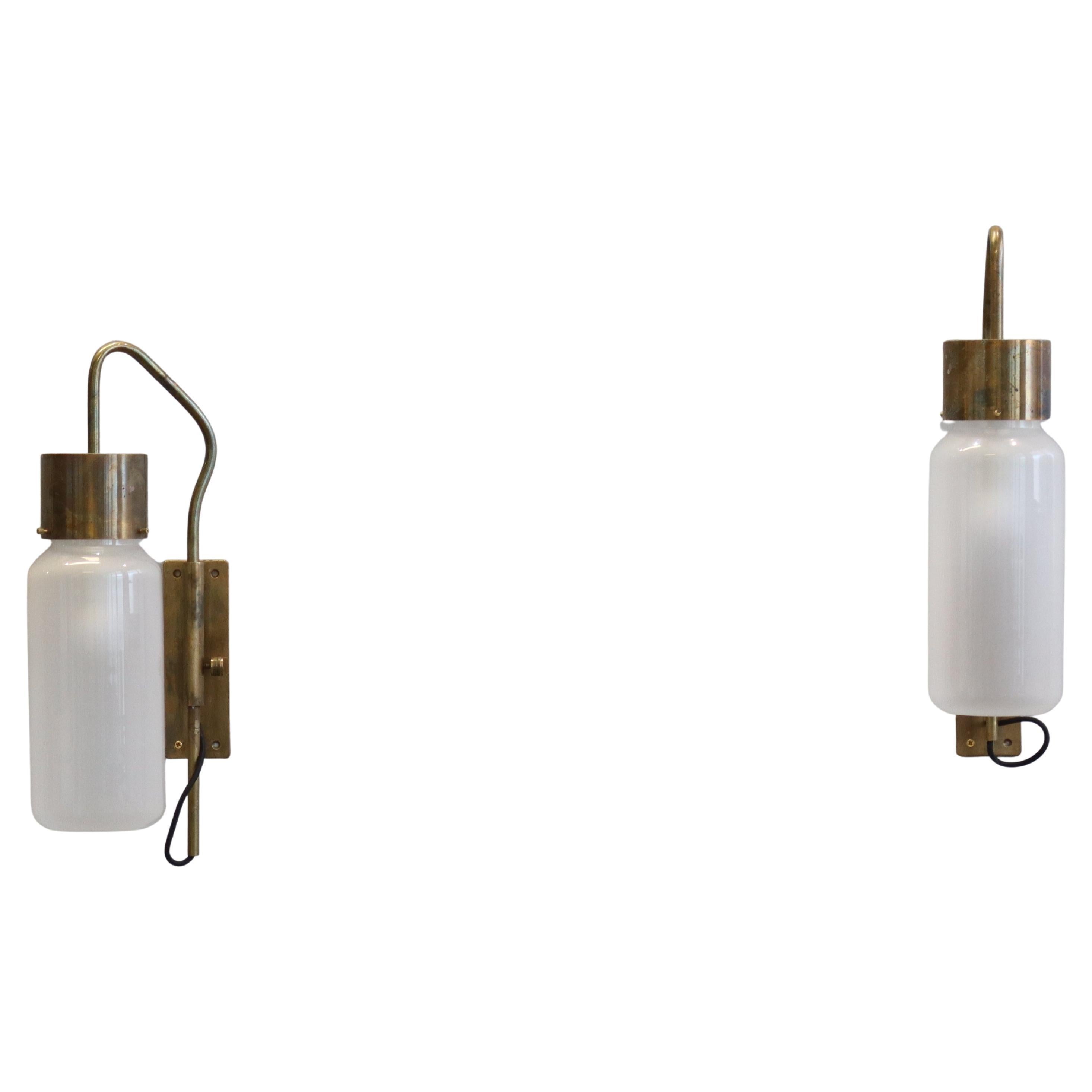Pair of Luigi Caccia Dominioni Azucena LP10 Wall Lamps Sconces Brass, 1958 For Sale