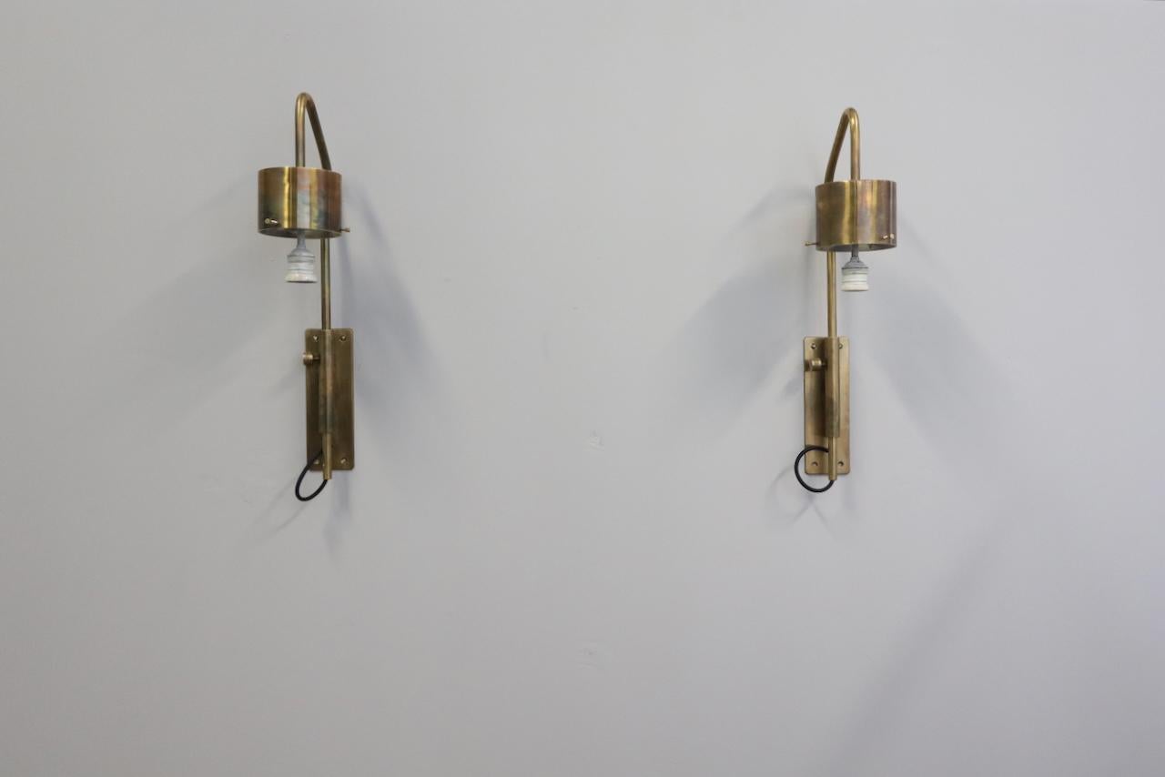 Luigi Caccia Dominioni Azzucena LP10 wall lamps sconces brass frosted glass, 1958.