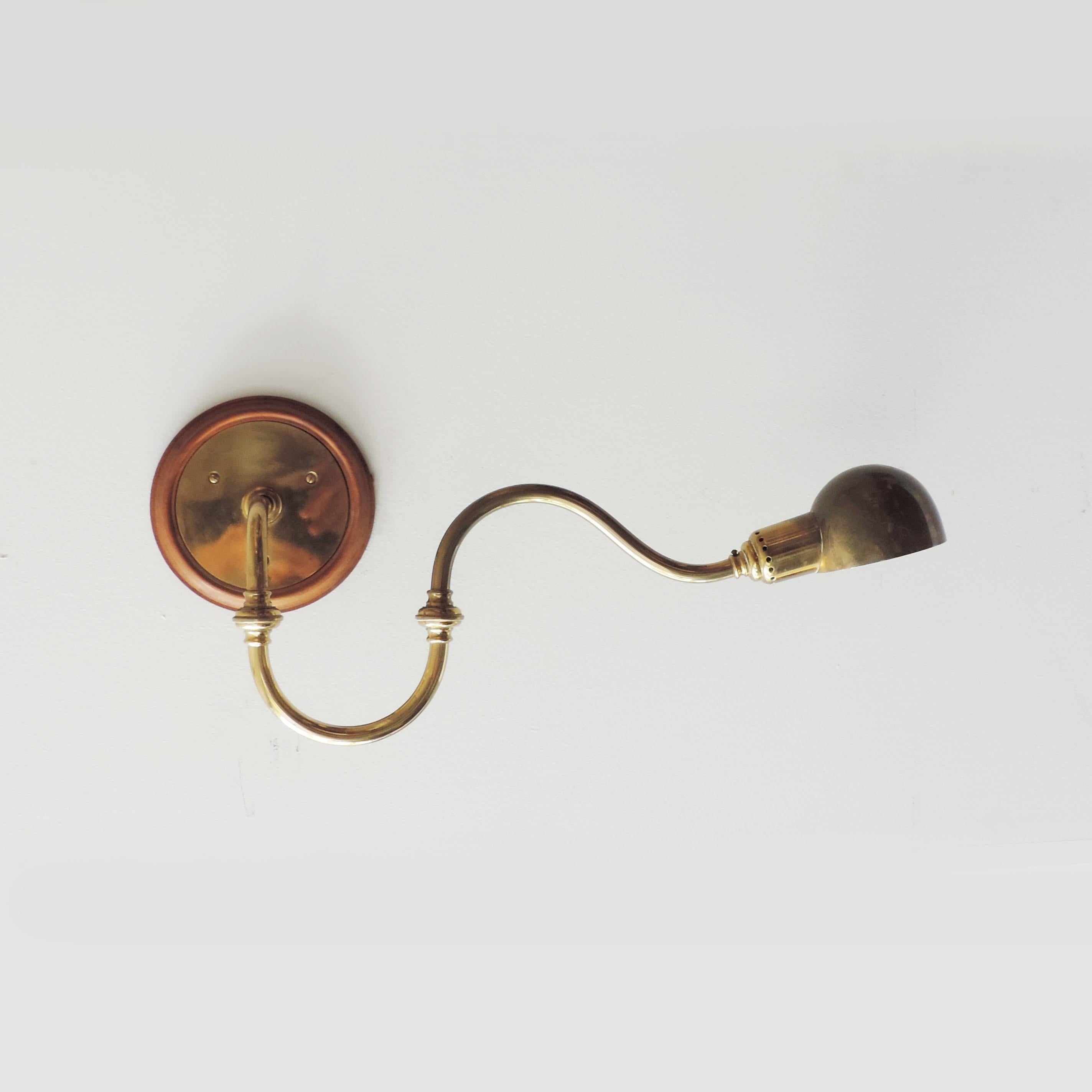 Mid-20th Century Pair of Luigi Caccia Dominioni LP15 'Tromba' Brass Wall Lamps for Azucena