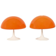 Paire de lampes de table champignons italiennes Luigi Massoni Toledo:: Harvey Guzzini:: années 1960