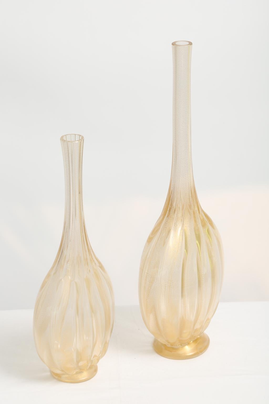 Pair of Luigi Mellara Murano Glass Bottles 2