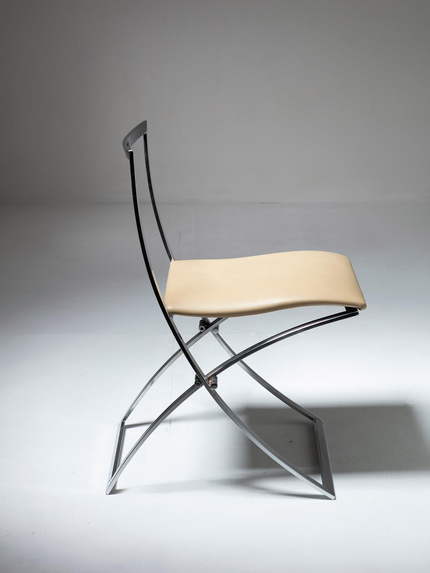 Acier Paire de chaises Luisa de Marcello Cuneo pour Mobel Italia, Italie, 1970 en vente