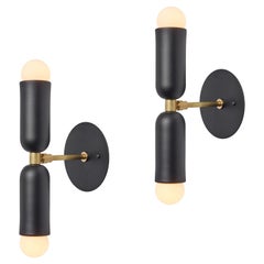 Pair of 'Lulu' Sconces in Black & Brass by Alvaro Benitez