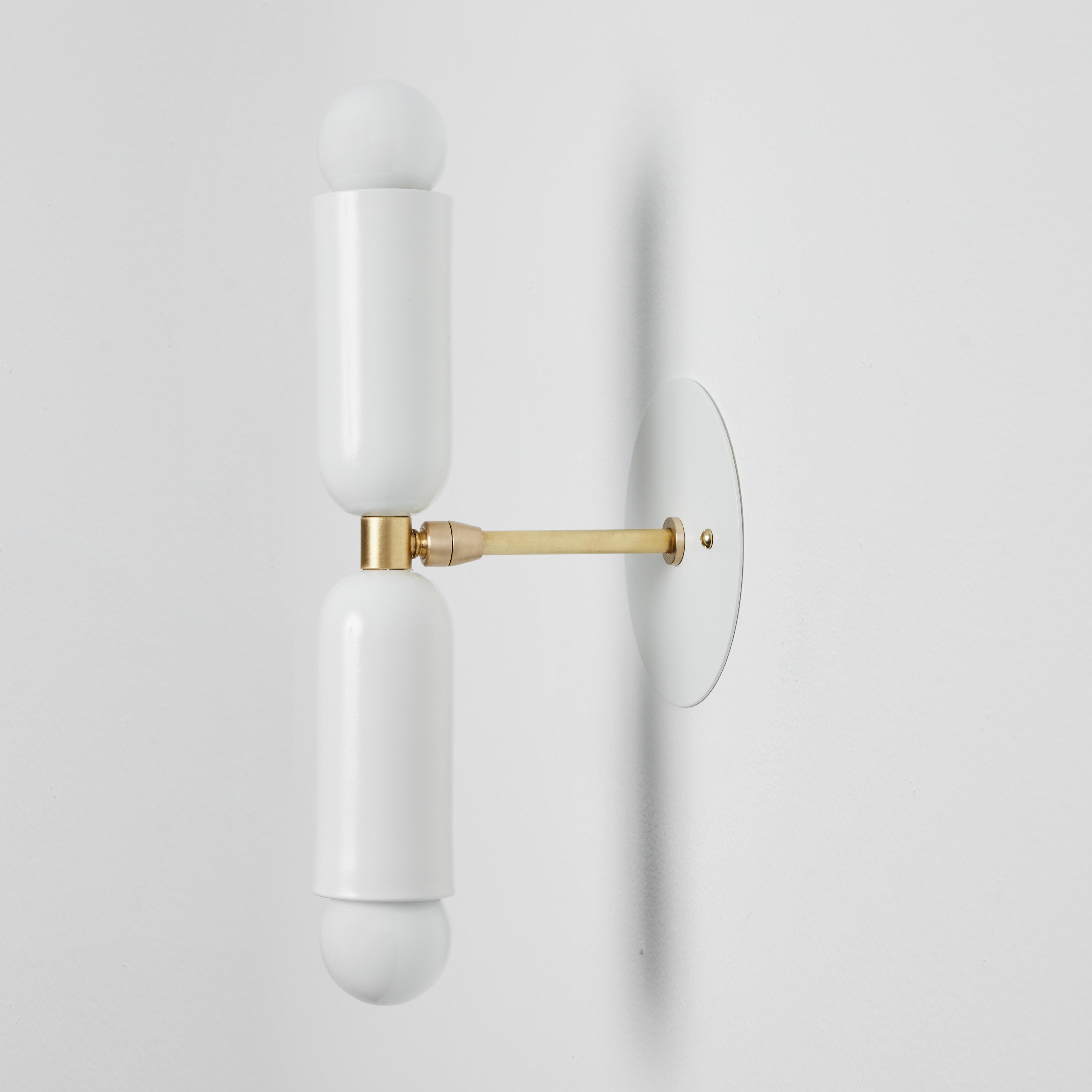 American Pair of 'Lulu' Sconces in White & Brass by Alvaro Benitez For Sale