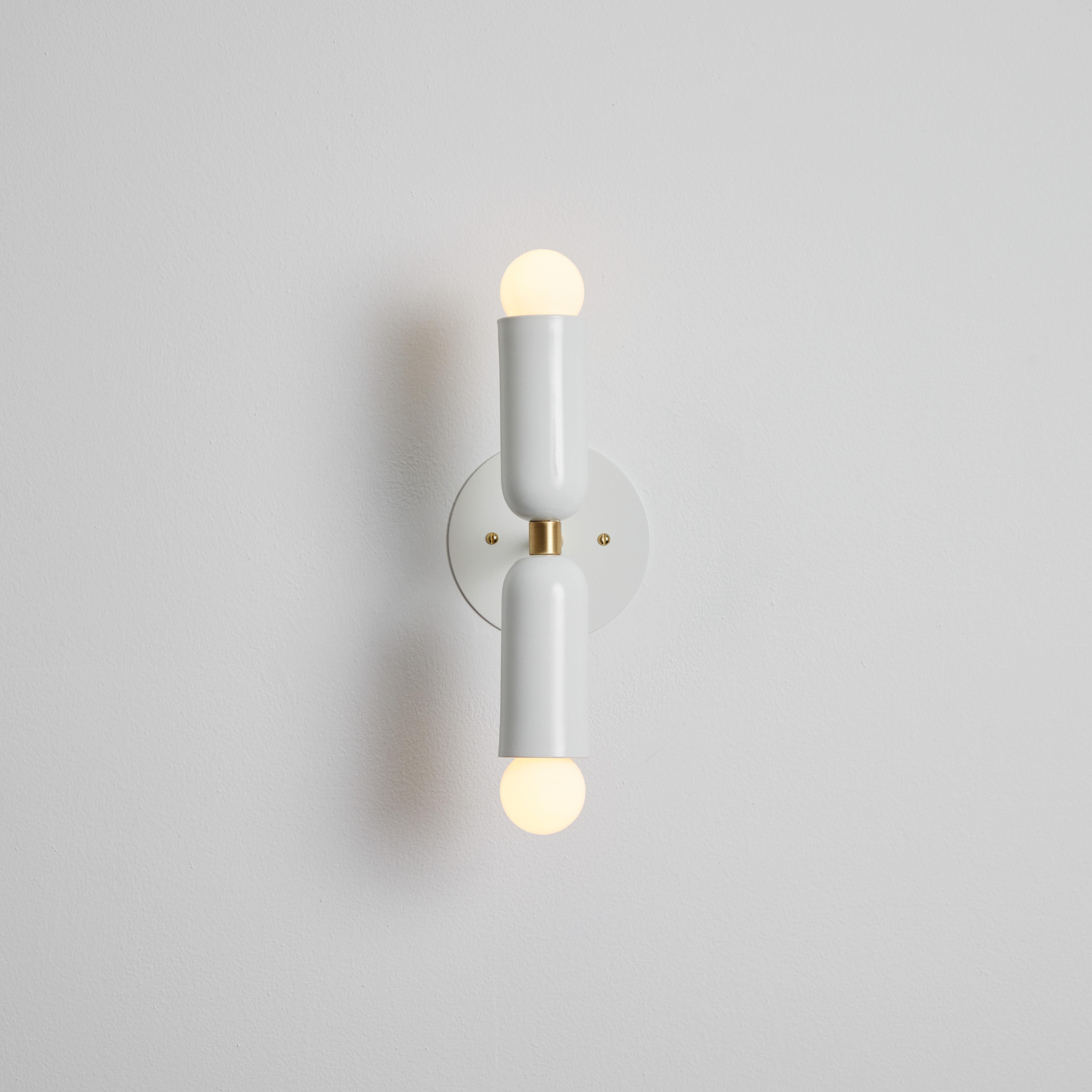 Metal Pair of 'Lulu' Sconces in White & Brass by Alvaro Benitez For Sale