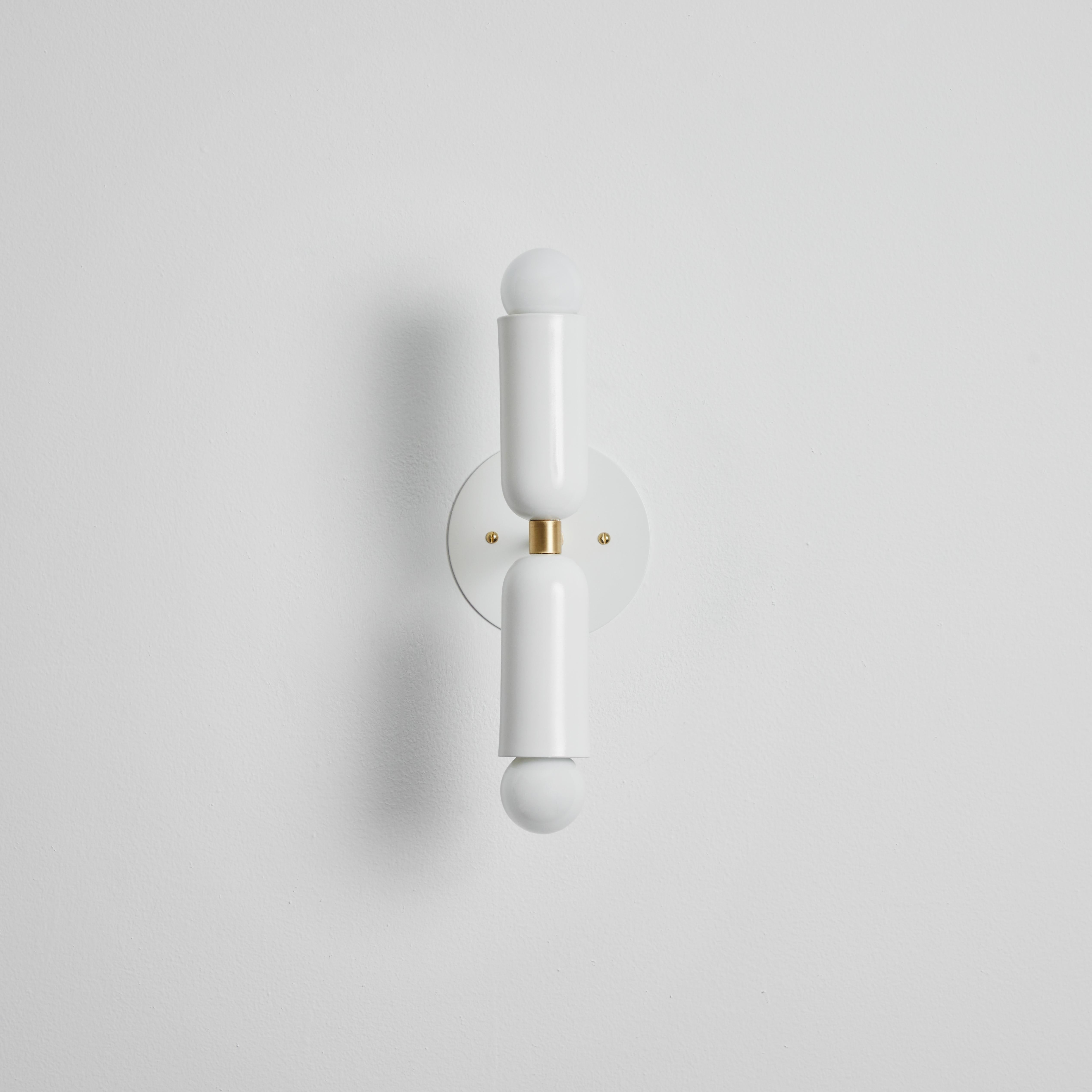 Pair of 'Lulu' Sconces in White & Brass by Alvaro Benitez For Sale 1