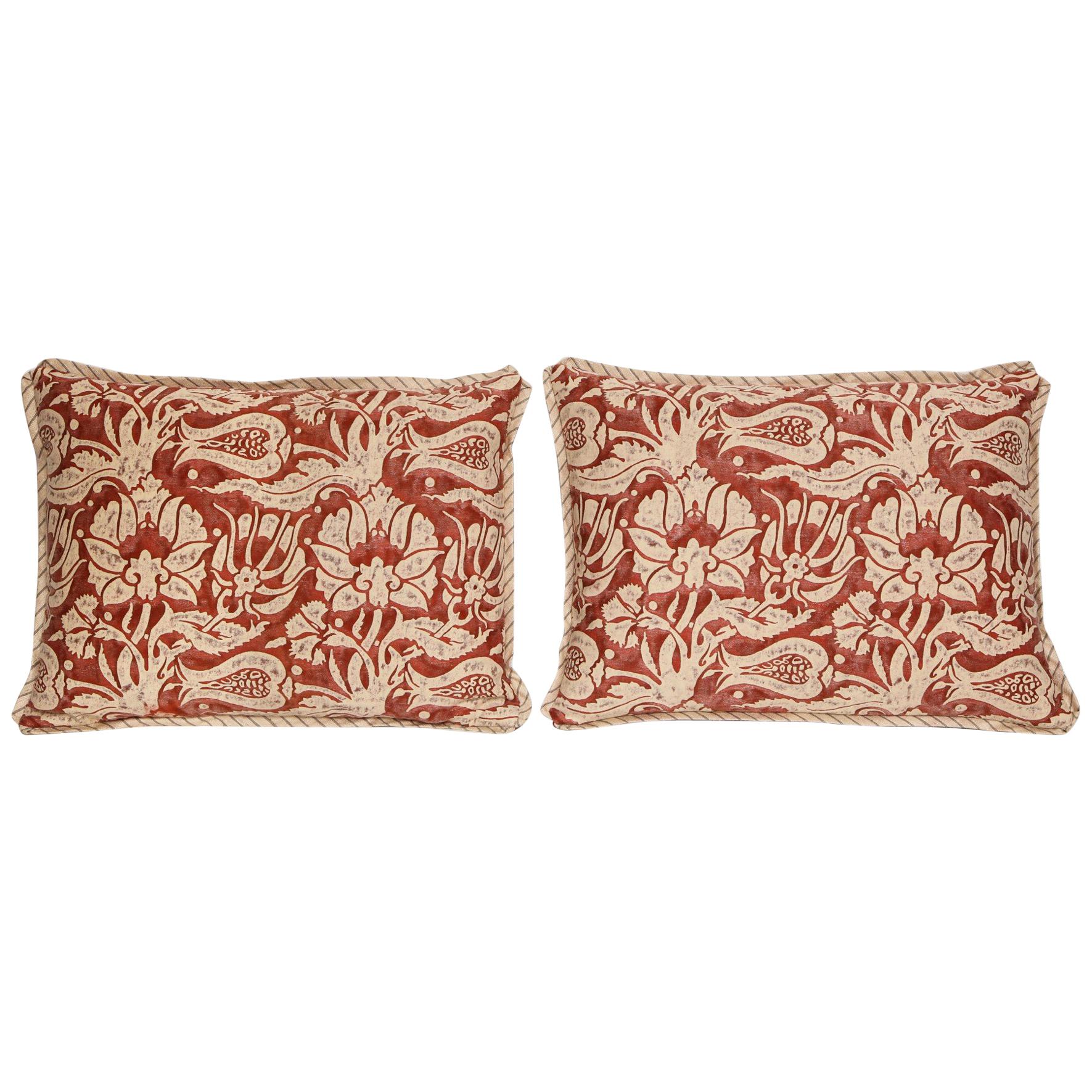 Pair of Lumbar Fortuny Fabric Cushions