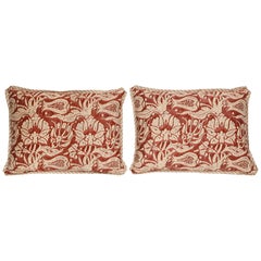 Pair of Lumbar Fortuny Fabric Cushions