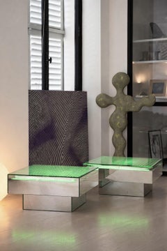 Pair of luminous coffee tables - 70s attributed to Françoise Gilot France