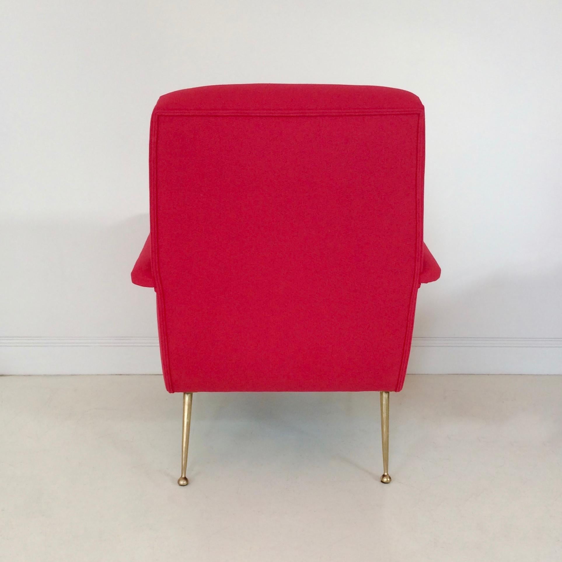 Pair of Red Armchairs, circa 1950, Italy For Sale 4
