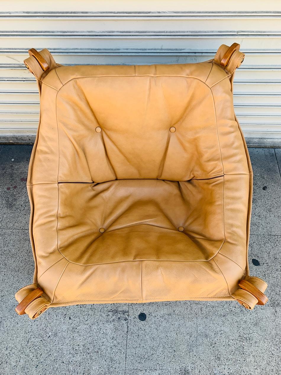 Scandinavian Modern Pair of 'Luna' Chairs by Odd Knutsen in Tan Leather