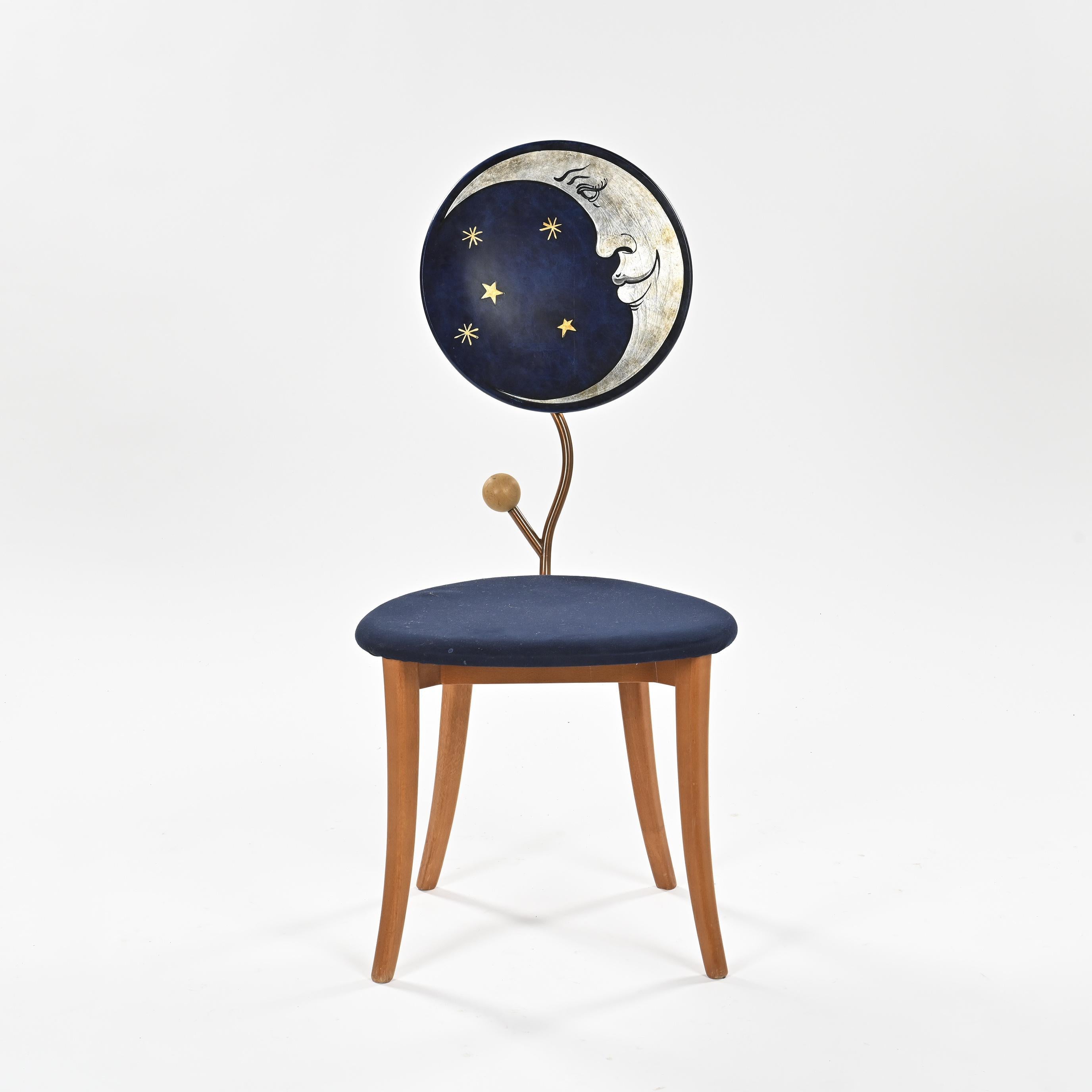 Métal Paire de chaises Luna e Sole en hêtre et métal, Carlo Berruti, 1990 en vente