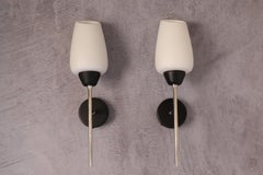 Pair of Lunel Sconces, Arlus Biny Era French Mid-Century Modern Lighting c.1950