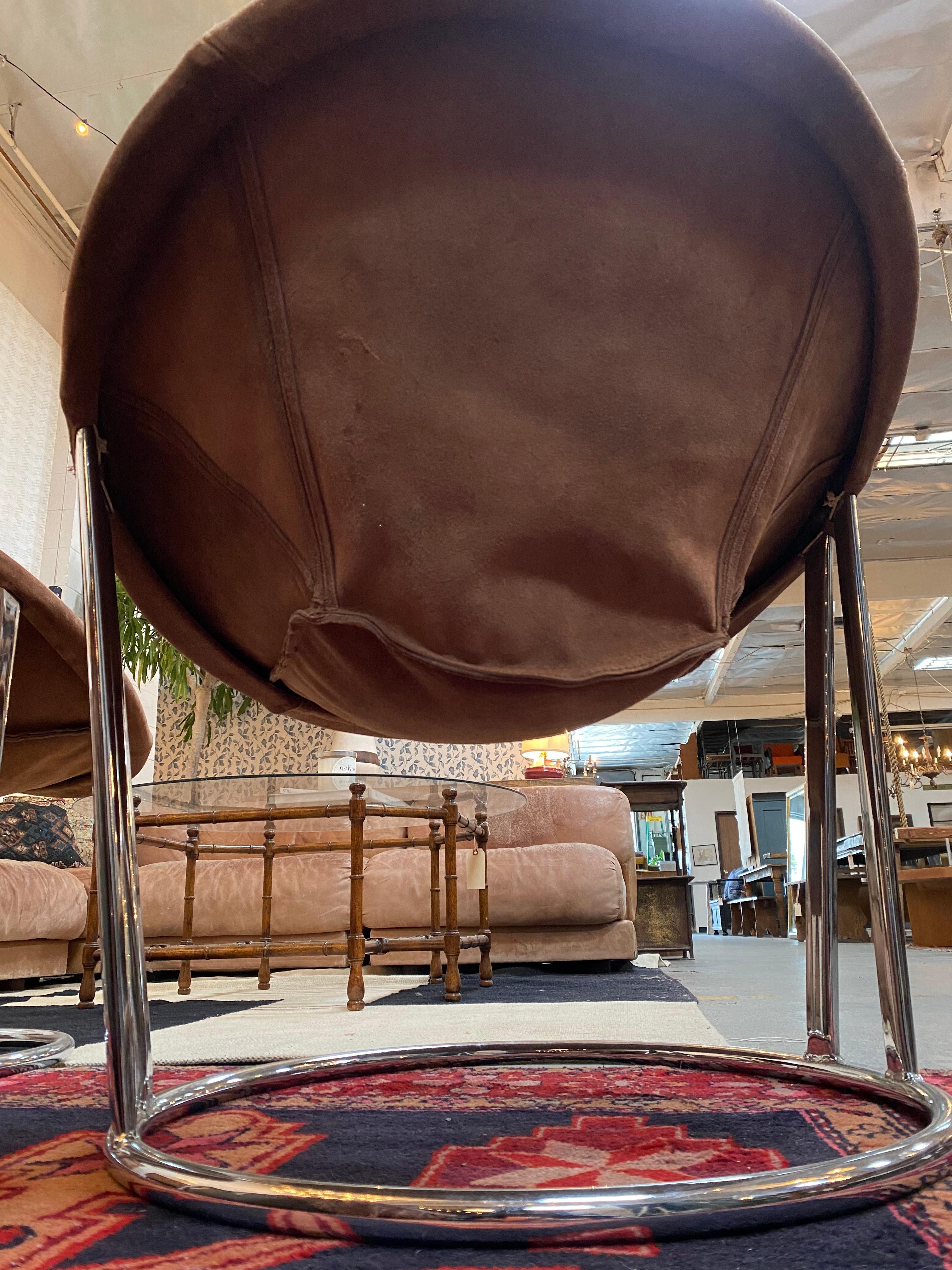 Mid-20th Century Pair of Lusch Erzeugnis Suede Leather Chairs 