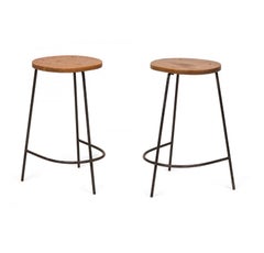 Paire de Luther Conover "Horseshoe"  Tabourets de comptoir en métal&wood