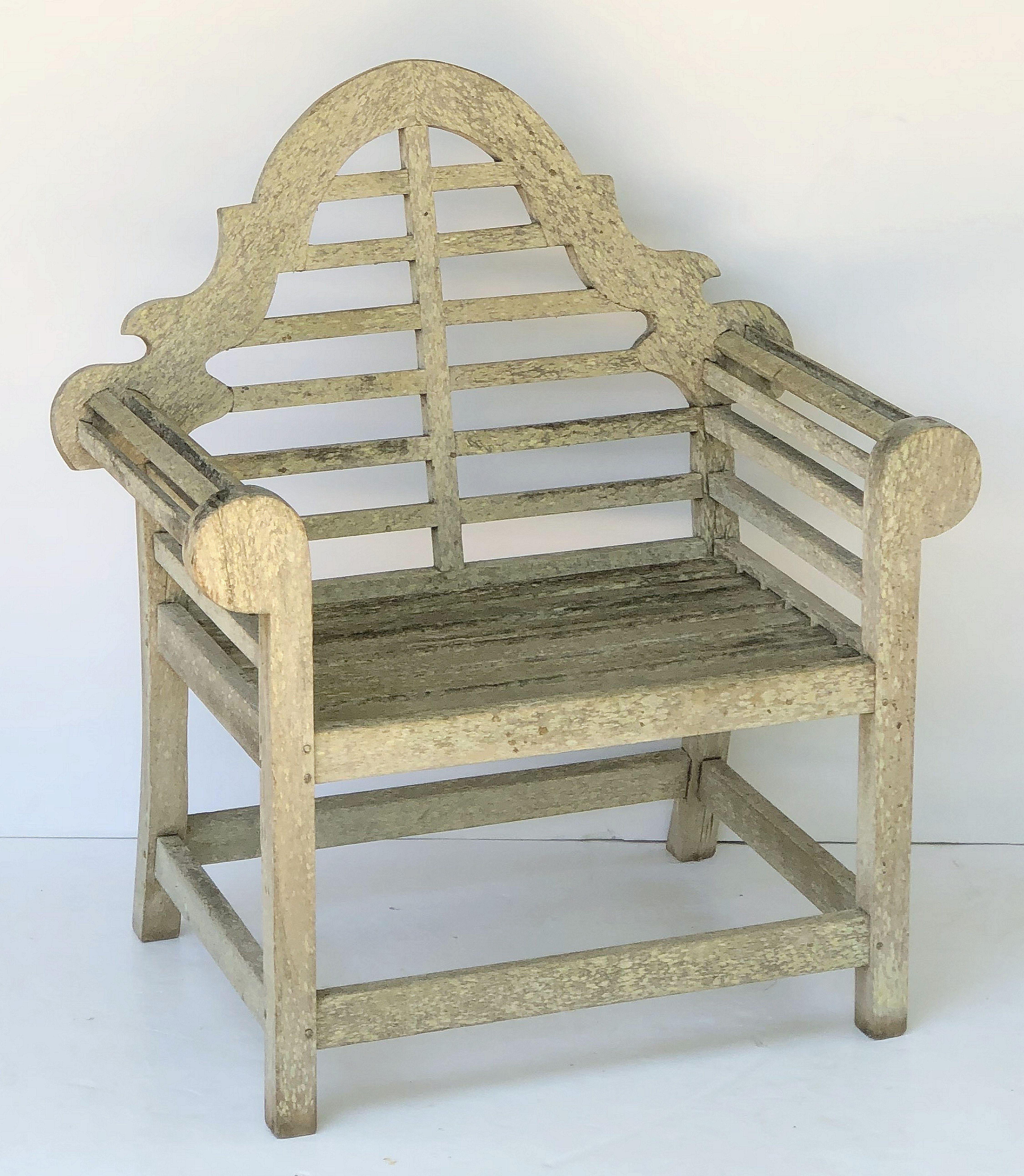 English Pair of Lutyens Style Garden Chairs of Teak 'Priced Individually'