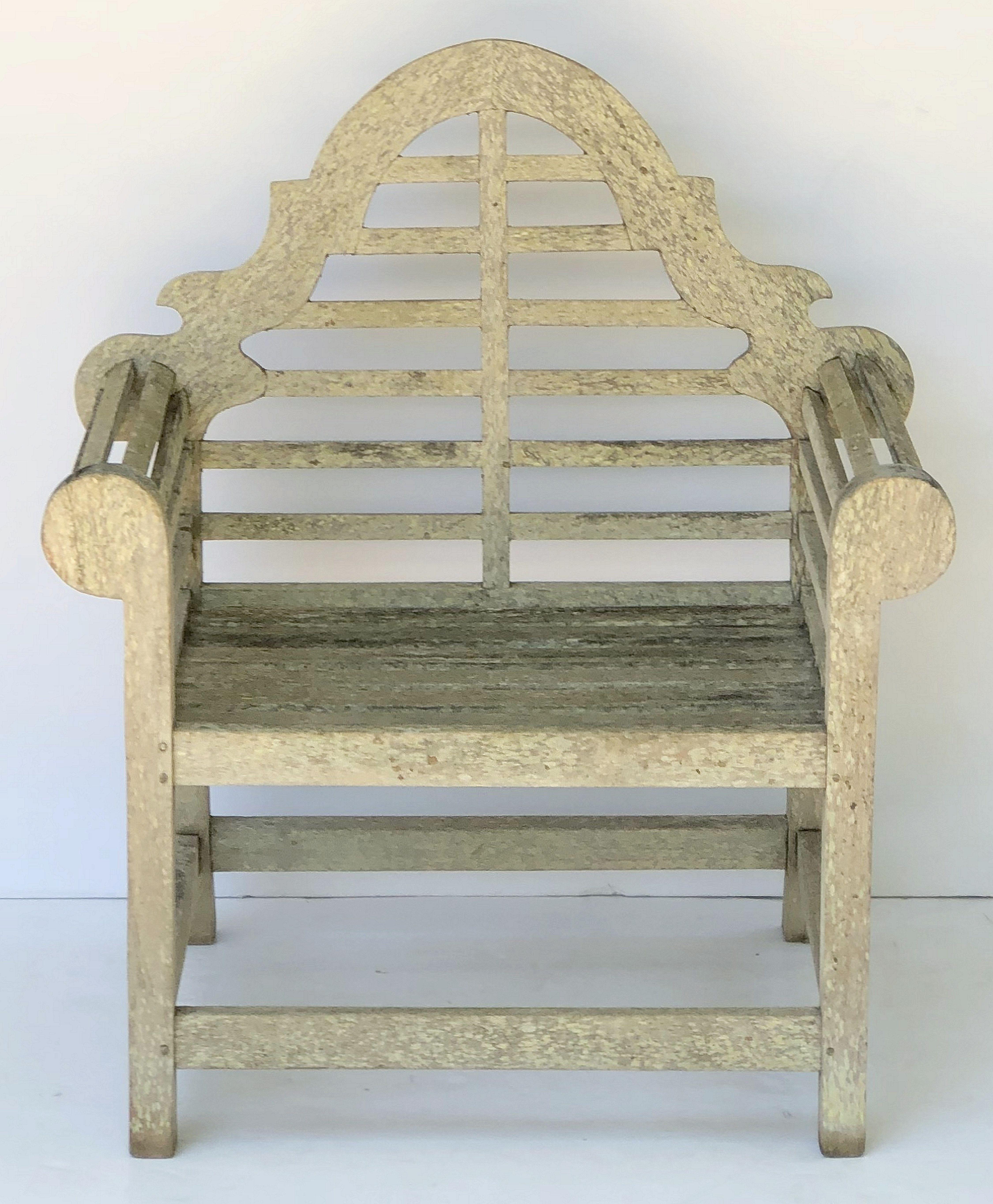 Pair of Lutyens Style Garden Chairs of Teak 'Priced Individually' In Good Condition In Austin, TX
