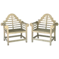 Vintage Pair of Lutyens Style Garden Chairs of Teak 'Priced Individually'