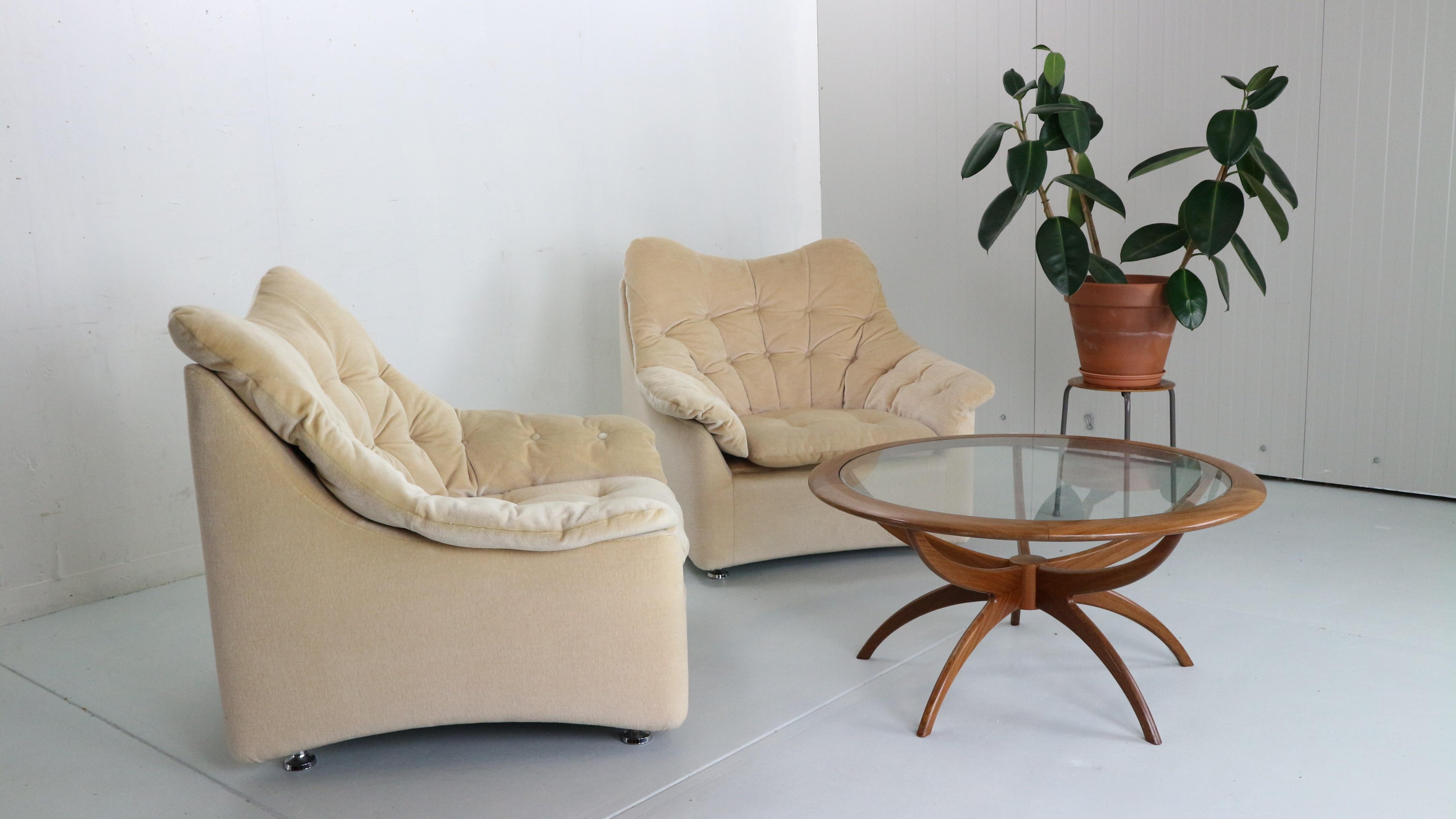 Pair of Lux Art Deco Lounge Chairs in Mohair, 1950's 15